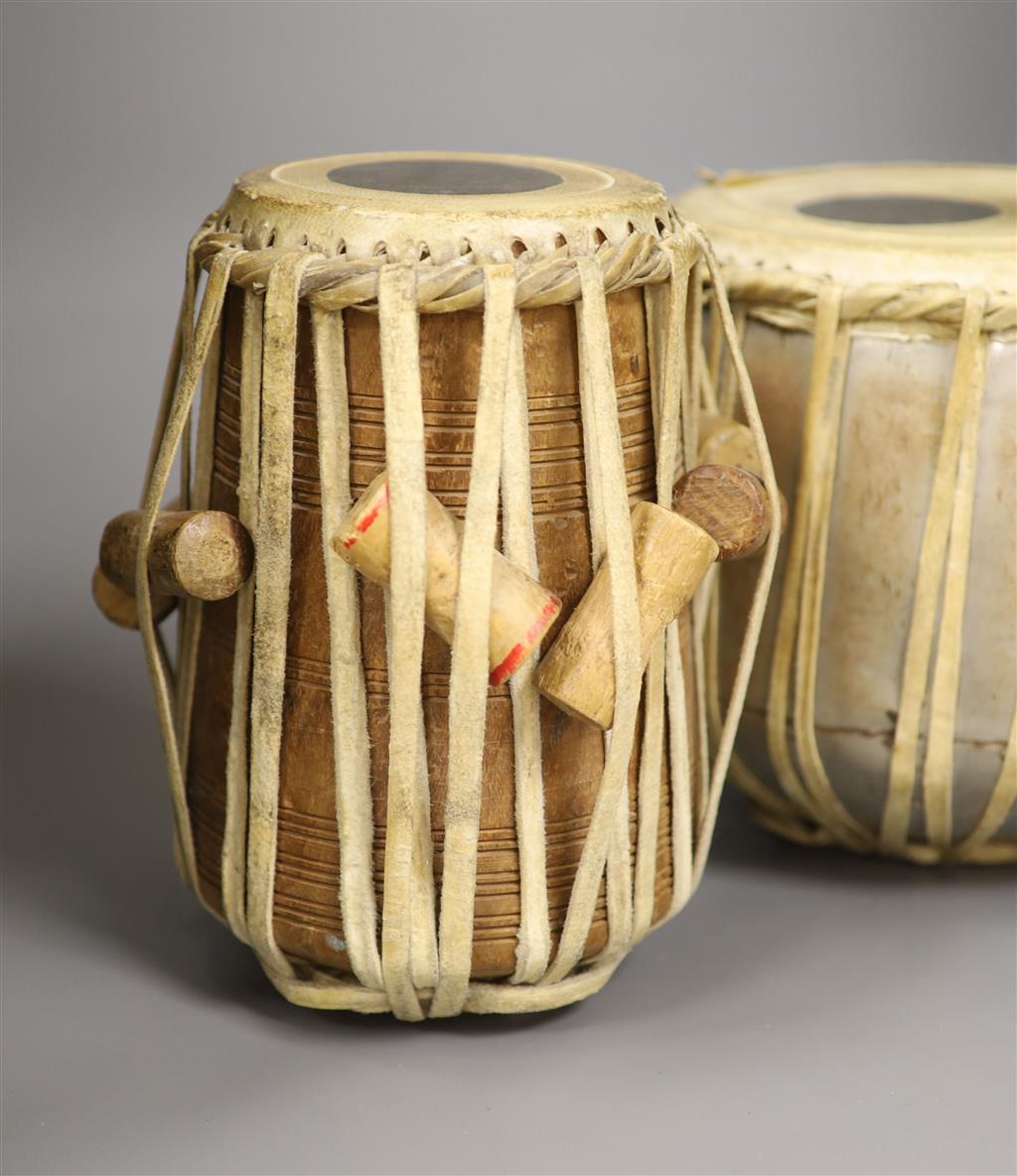 A Tabla set of two Indian drums, consisting of larger Dayan and smaller Bayan drums